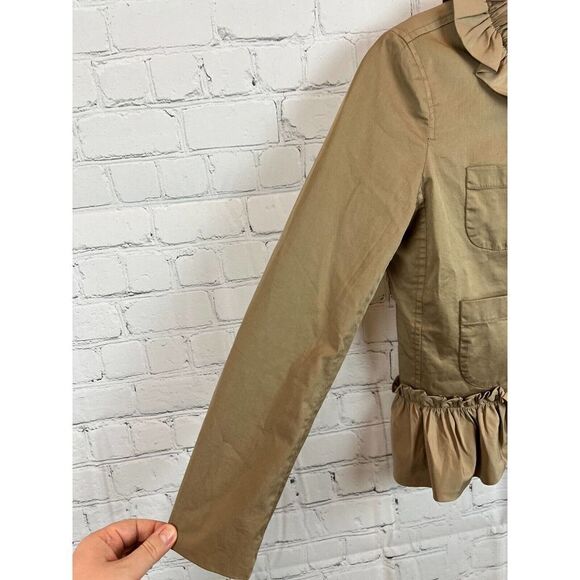 J.CREW beige chino ruffles stretch cotton pockets jacket blazer size 00 NWOT - Picture 6 of 13